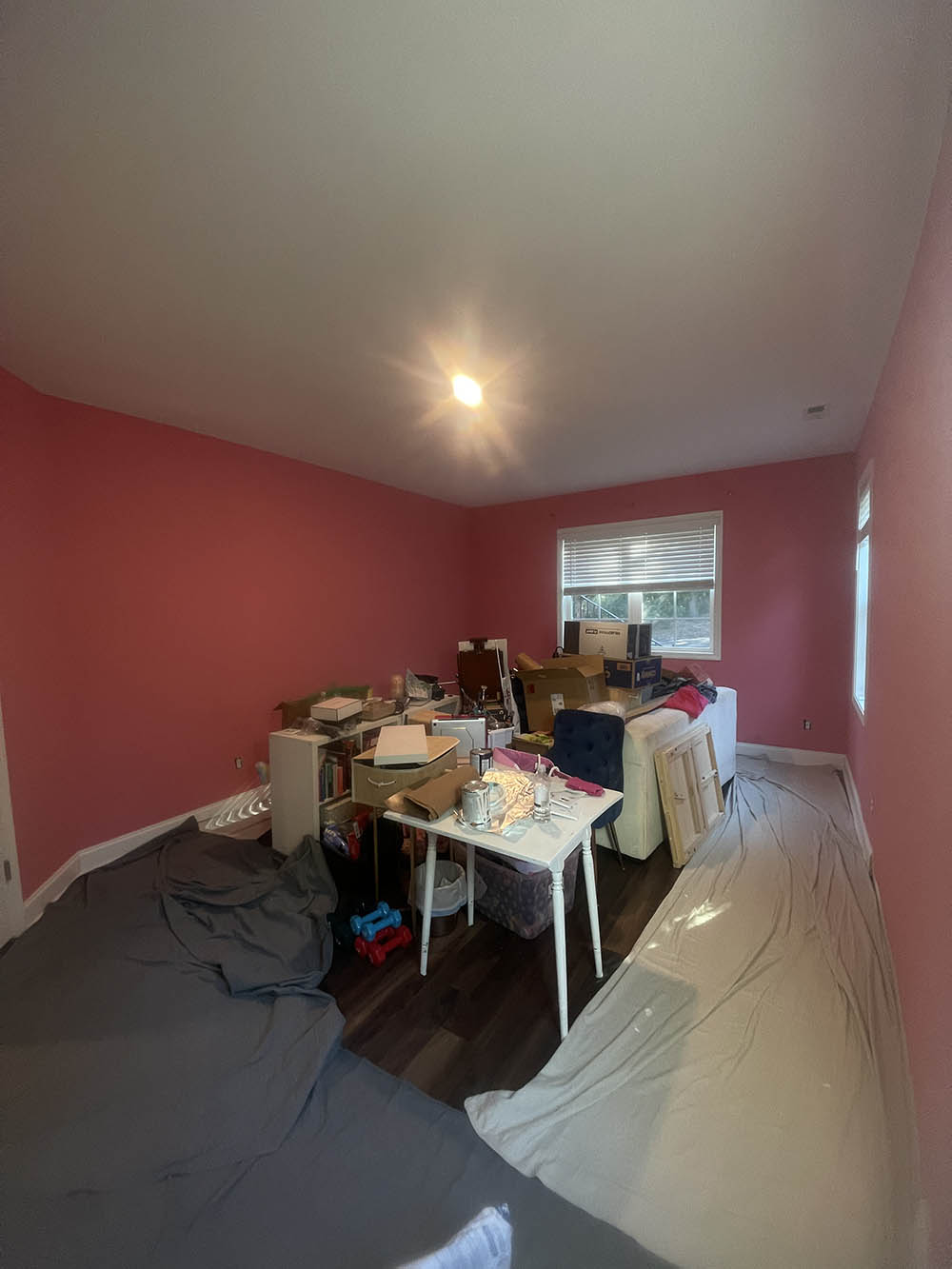 Completed Southern Pines bedroom with seamless ceiling and custom Sakura flat paint match